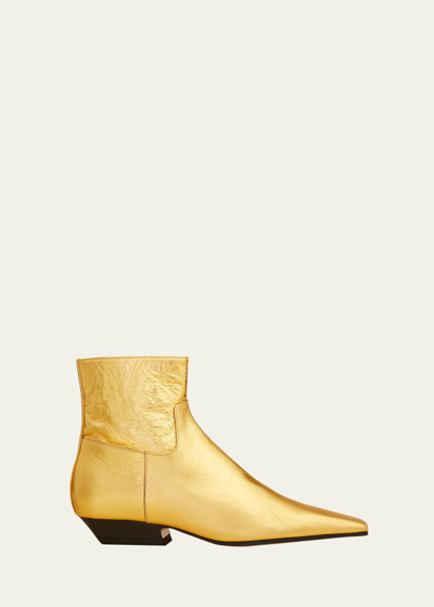 Shop Khaite Marfa Metallic Ankle Boots In Gold