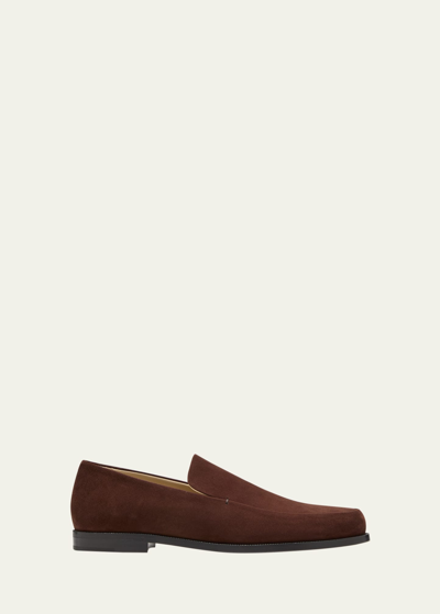 Shop Khaite Alessio Suede Easy Loafers In Coffee