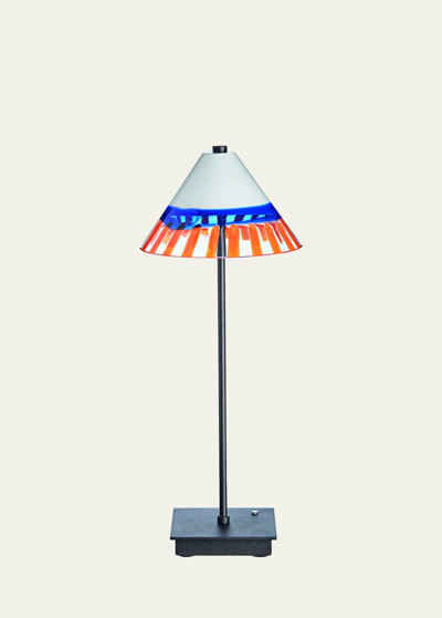 Shop Carlo Moretti Orange Stripe Murano Glass Table Lamp In Multi