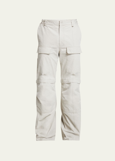 Shop Balenciaga Men's Flared Cargo Pants In Lt.beige