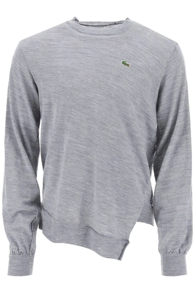 Shop Comme Des Garçons Shirt X Lacoste Bias Cut Sweater In Grey