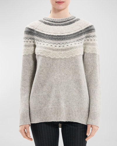 Shop Theory Fair Isle Pullover Sweater In Ltgrymlmul
