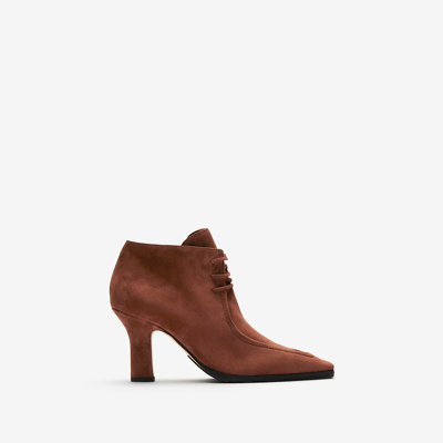 Shop Burberry Suede Storm Ankle Boots In Brown
