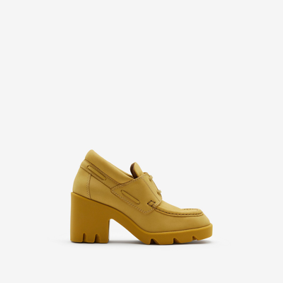 Shop Burberry Nubuck Stride Loafers In Manilla