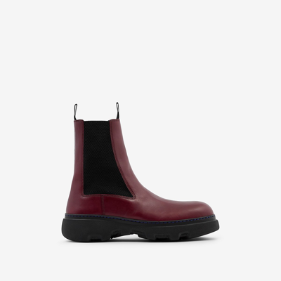 Shop Burberry Leather Creeper Chelsea Boots In Plum