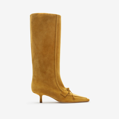 Shop Burberry Suede Storm Boots In Manilla