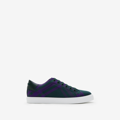Shop Burberry Check Cotton Sneakers In Royal