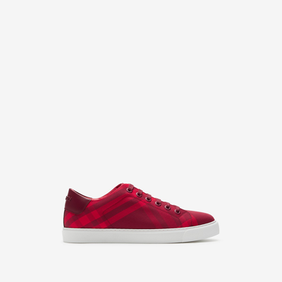 Shop Burberry Check Cotton Sneakers In Ripple