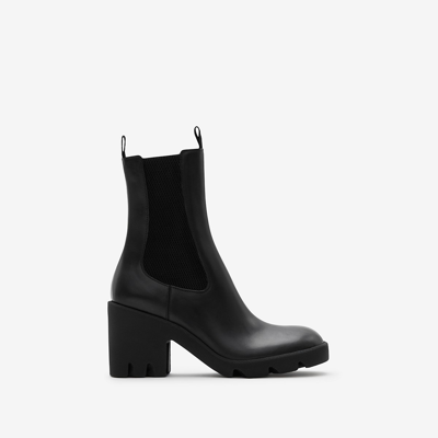 Burberry Leather Stride Ankle Boots 85 In Black