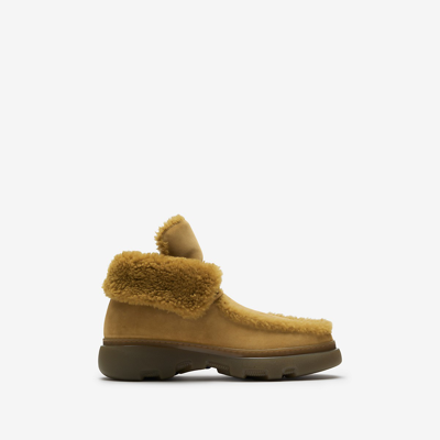 Shop Burberry Shearling Creeper High Shoes In Manilla/amber Yellow
