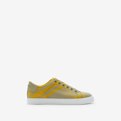 Shop Burberry Check Cotton Sneakers In Hunter