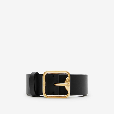 Shop Burberry Leather B Buckle Belt In Black/gold