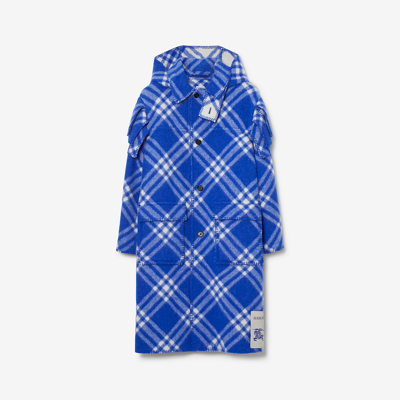 Shop Burberry Check Wool Blanket Cape In Knight