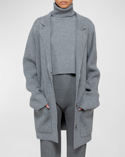 Shop Leset Zoe Sweater-knit Blazer In Grey Melange