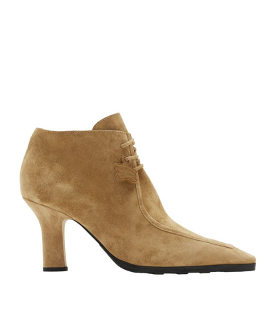 Shop Burberry Suede Sovereign Boots 85 In Neutrals