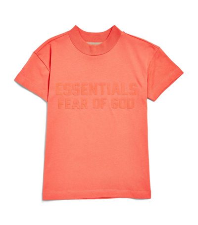 Shop Essentials Fear Of God  Kids Cotton Logo T-shirt (2-16 Years) In Pink