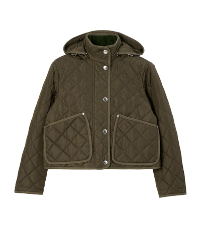 Shop Burberry Diamond-quilted Jacket In Green