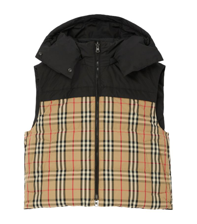 Shop Burberry Down Reversible Check Gilet In Black