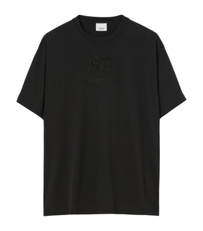 Shop Burberry Embroidered Equestrian Knight Design T-shirt In Black