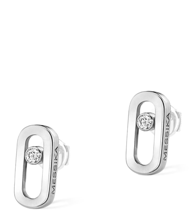 Shop Messika White Gold And Diamond Move Uno Earrings In Silver