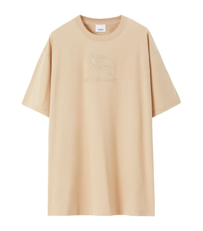 Shop Burberry Cotton Ekd T-shirt In Neutrals