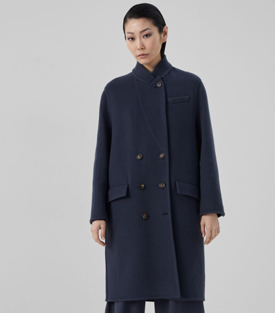 Shop Brunello Cucinelli Virgin Wool-cashmere Overcoat In Blue