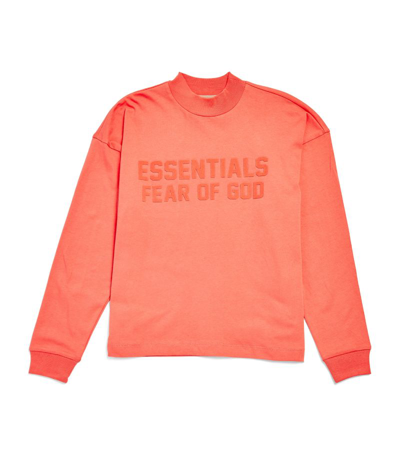 Shop Essentials Fear Of God  Kids Cotton Logo T-shirt (2-16 Years) In Pink