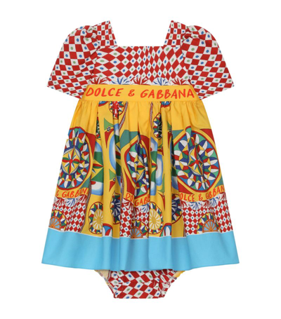 Shop Dolce & Gabbana Kids Carretto Print Dress And Bloomers Set (3-30 Months) In Multi