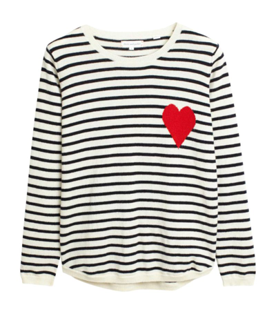 Shop Chinti & Parker Striped Heart Sweater In Cream/navy/red