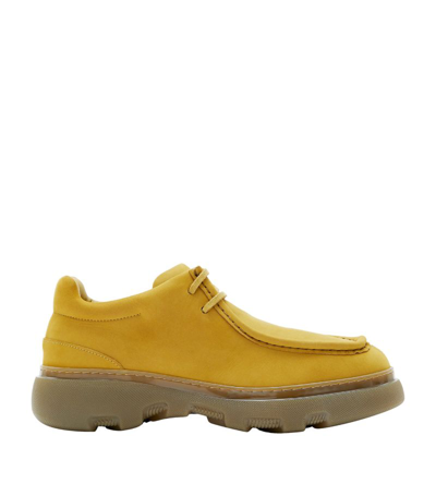 Shop Burberry Suede Creeper Shoes In Yellow