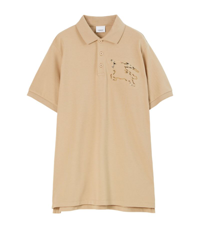 Shop Burberry Cotton Ekd Polo Shirt In Neutrals