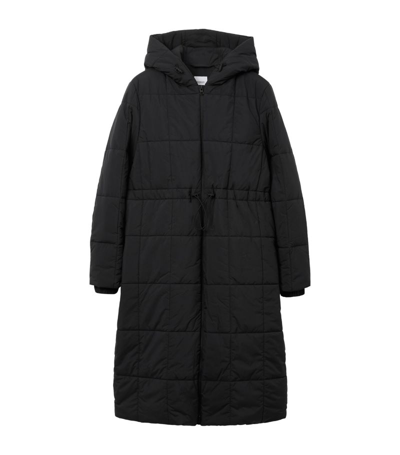 Shop Burberry Quilted Hooded Coat In Black