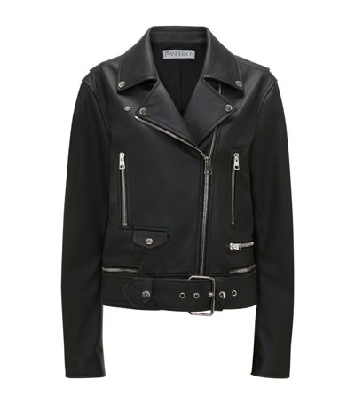 Shop Jw Anderson Belted Leather Jacket In Black
