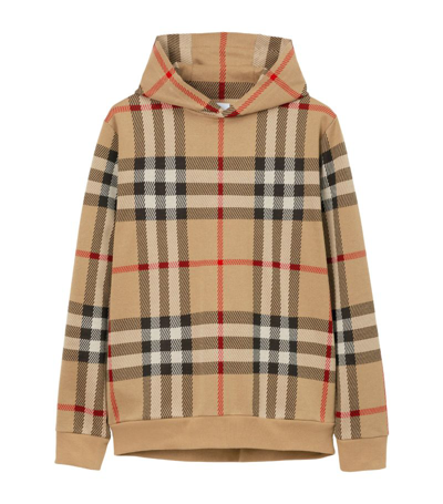 Shop Burberry Check Jacquard Hoodie In Neutrals