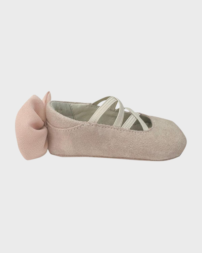 Shop Petite Maison Girl's Suede Ballerina Baby Flats In Pink