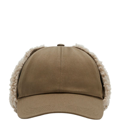 Shop Burberry Fleece-trimmed Trapper Cap In Military