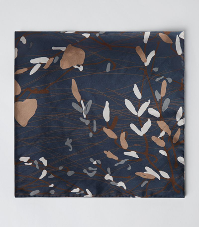 Shop Brunello Cucinelli Silk Floral-print Scarf In Blue