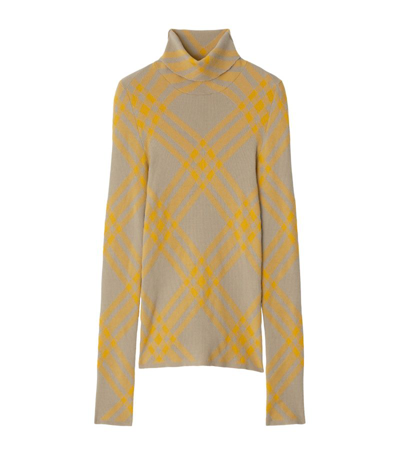 Shop Burberry Wool-blend Check Sweater In Neutrals