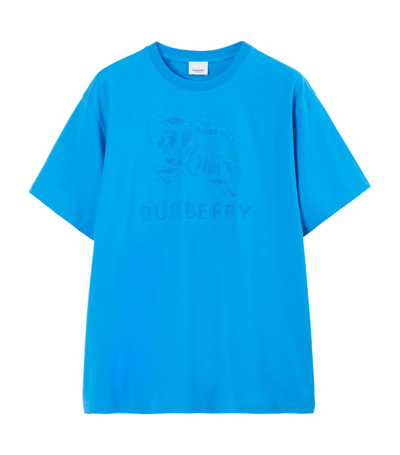 Shop Burberry Cotton Ekd T-shirt In Blue