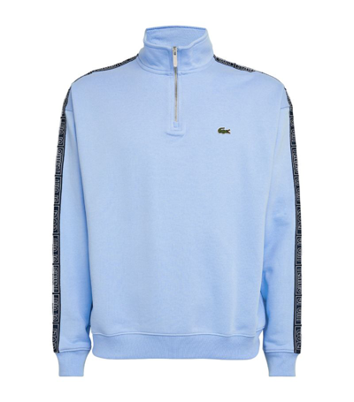 Shop Lacoste Cotton Logo-tape Sweatshirt In Blue