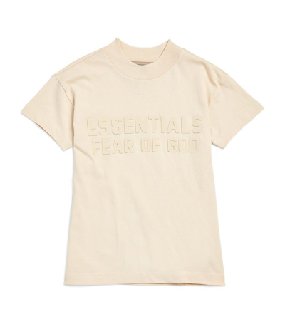 Shop Essentials Fear Of God  Kids Cotton Logo T-shirt (2-16 Years) In Beige