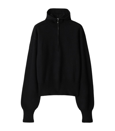 Shop Burberry Brushed Wool Zip-up Sweatshirt In Black