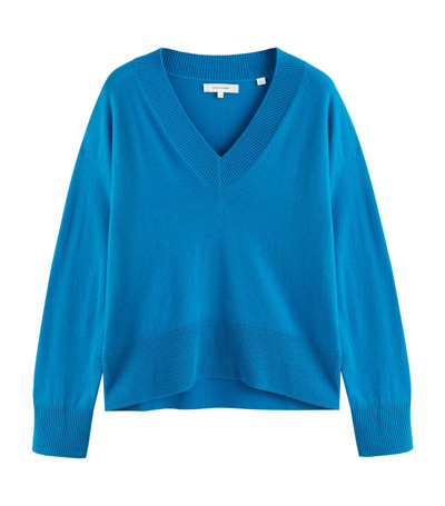 Shop Chinti & Parker Wool-cashmere V-neck Sweater In Blue