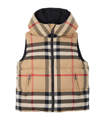 Shop Burberry Kids Reversible Check Gilet (3-14 Years) In Neutrals