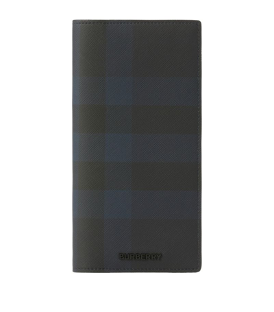 Shop Burberry Check Continental Wallet In Blue