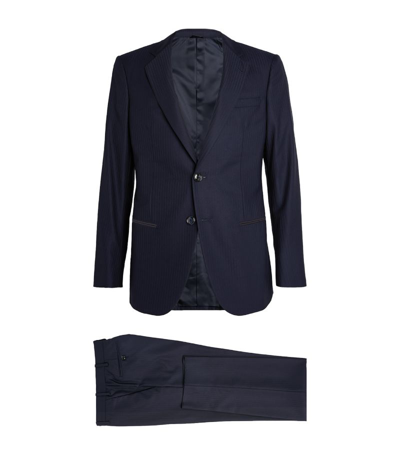 Shop Giorgio Armani Wool 2-piece Suit In Blue
