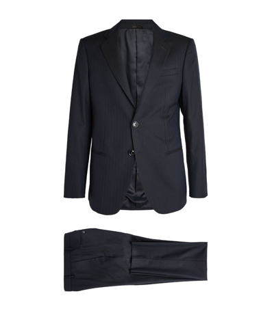 Shop Giorgio Armani Wool 2-piece Suit In Blue