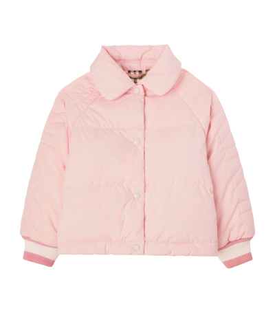 Shop Burberry Down-filled Logo Jacket (3-14 Years) In Pink