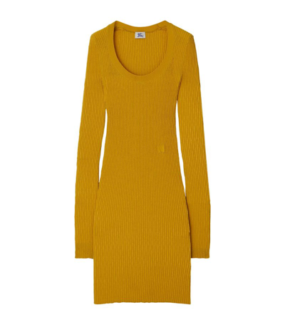 Shop Burberry Wool Rib-knit Midi Dress In Orange