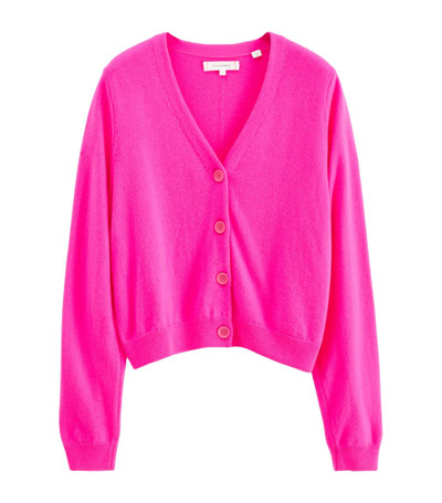 Shop Chinti & Parker Wool-cashmere Cropped Cardigan In Hotpink